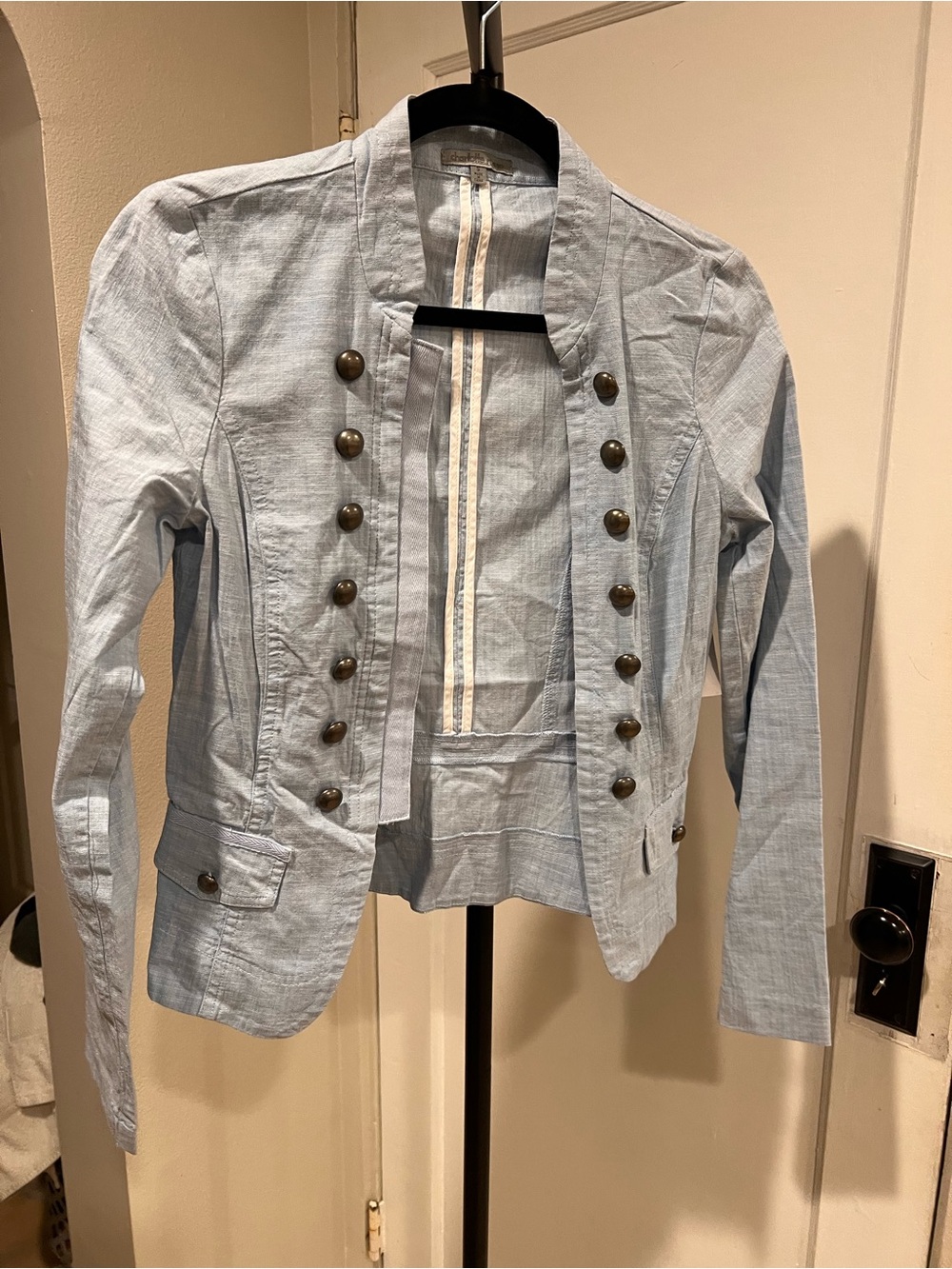 Charlotte Russe Light Blue Military-Style Buttoned Blazer